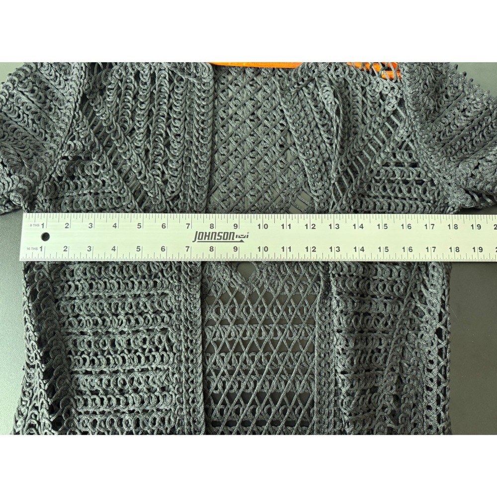 Berek Black Crochet Open Front Cardigan Petite XS Open Knit Lightweight Sweater - Picture 4 of 6